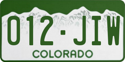 CO license plate 012JIW