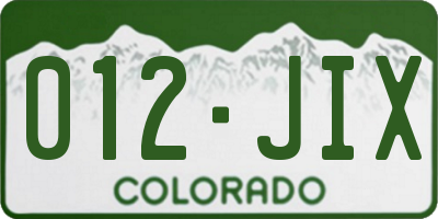 CO license plate 012JIX