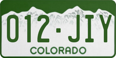 CO license plate 012JIY