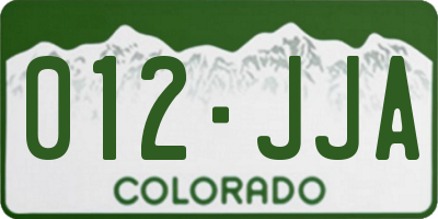 CO license plate 012JJA