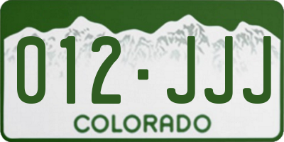 CO license plate 012JJJ