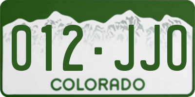 CO license plate 012JJO