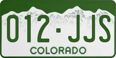 CO license plate 012JJS