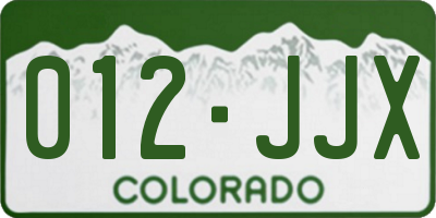 CO license plate 012JJX