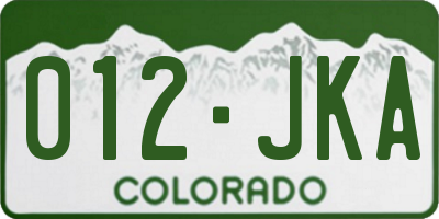 CO license plate 012JKA