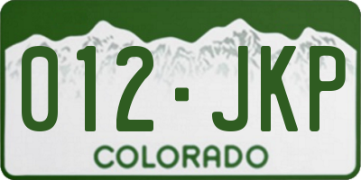 CO license plate 012JKP