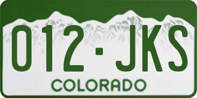 CO license plate 012JKS