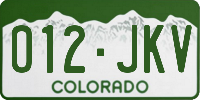 CO license plate 012JKV
