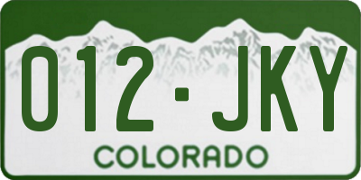 CO license plate 012JKY