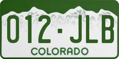 CO license plate 012JLB