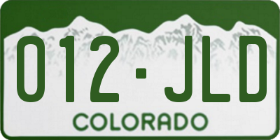 CO license plate 012JLD