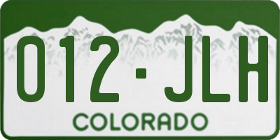 CO license plate 012JLH