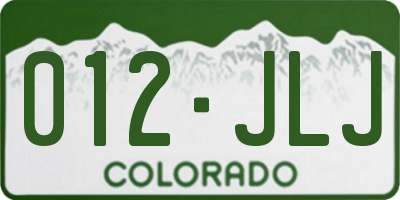 CO license plate 012JLJ
