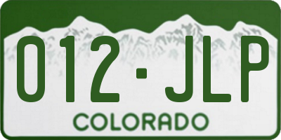 CO license plate 012JLP