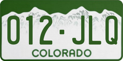 CO license plate 012JLQ