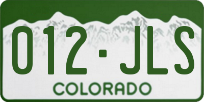 CO license plate 012JLS