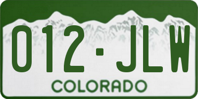 CO license plate 012JLW