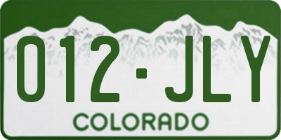 CO license plate 012JLY