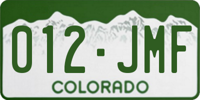 CO license plate 012JMF