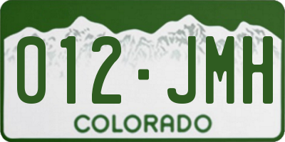 CO license plate 012JMH