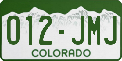 CO license plate 012JMJ