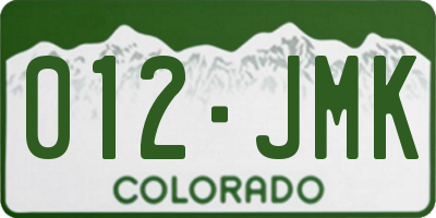 CO license plate 012JMK