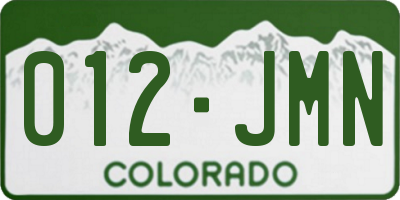 CO license plate 012JMN