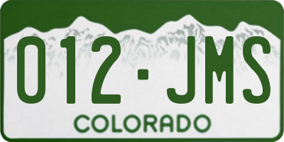 CO license plate 012JMS