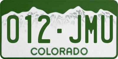 CO license plate 012JMU