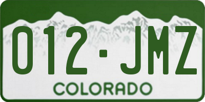 CO license plate 012JMZ