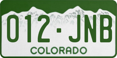 CO license plate 012JNB