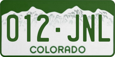 CO license plate 012JNL