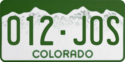 CO license plate 012JOS