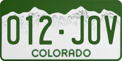 CO license plate 012JOV