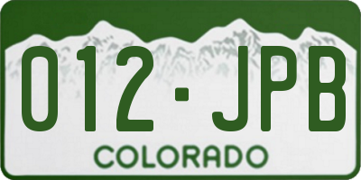CO license plate 012JPB