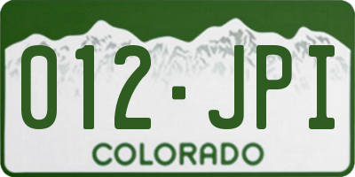 CO license plate 012JPI