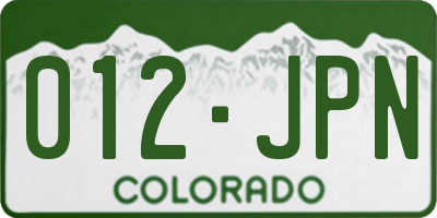 CO license plate 012JPN