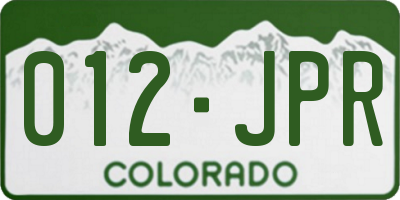 CO license plate 012JPR