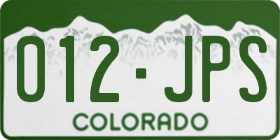 CO license plate 012JPS