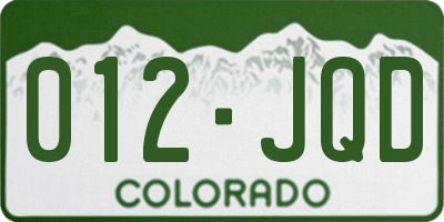 CO license plate 012JQD