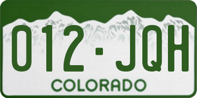 CO license plate 012JQH