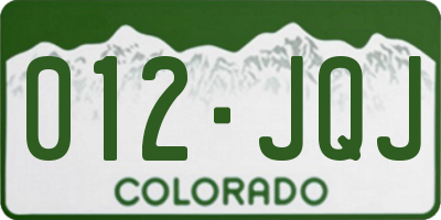 CO license plate 012JQJ
