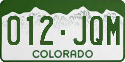 CO license plate 012JQM