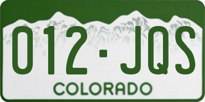 CO license plate 012JQS