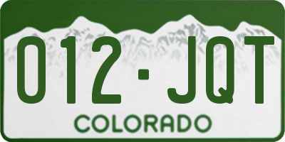 CO license plate 012JQT