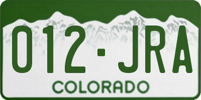 CO license plate 012JRA