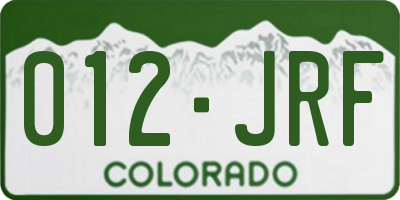 CO license plate 012JRF