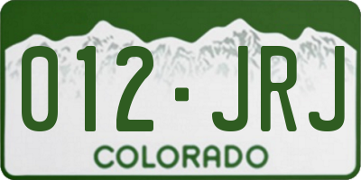 CO license plate 012JRJ