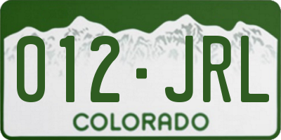 CO license plate 012JRL