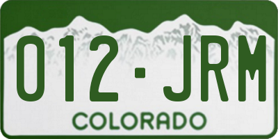 CO license plate 012JRM